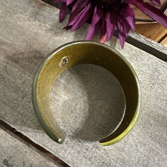 Alexis Bittar Yellow Lucite Cuff Bracelet 
Hand Carved - Picture 8 of 10